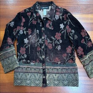 VTG Sag Harbor Floral Tapestry Jacket Cottagecore Boho Artsy Blazer 10